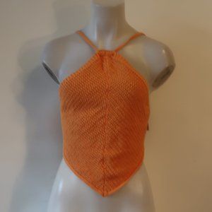 Womens Free People Orange Knit Halter Top S *